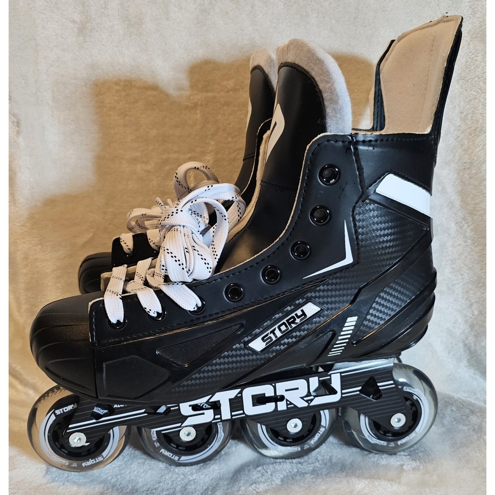 Story Compact Mission Hockey Inline Skates Black & White Men's Size 8 NWOB
